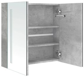 Armário espelhado casa de banho LED 62x14x60cm cinzento cimento