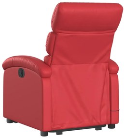Poltrona reclinável elevatória couro artificial vermelho