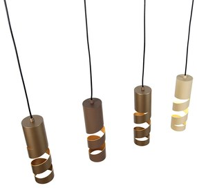 Moderne hanglamp zwart met taupe en beige 4-lichts - Stream Moderno