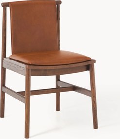 Cadeira de jantar em madeira de freixo com assento em couro Hayo