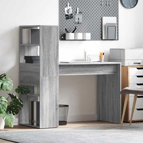vidaXL Secretária com Armazenamento Cinzento Sonoma 113x54x120 cm Aglomerado