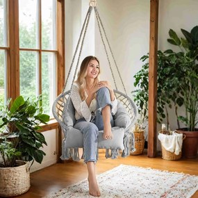 Cadeira suspensa descanso jardim, com capacidade de carga até 120 kg, baloiço suspenso Cinzento