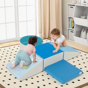 Conjunto de 6 blocos de espuma para crianças com velcro Escalada suave e leve para bebés Azul
