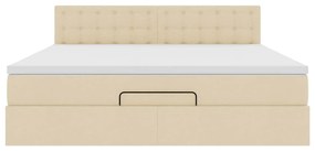 Estrutura de cama otomana com creme de colchão 180x200cm tecido