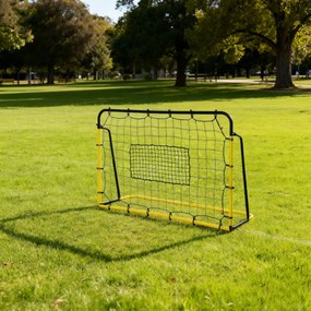 Baliza de Futebol com Rede de Ressalto, 184 x 63 x 123 cm, 5 Ângulos Reguláveis, Amarelo