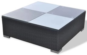 5 pcs conjunto lounge de jardim c/ almofadões vime PE preto