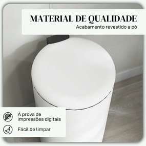 Balde de Lixo para Cozinha 30L com Pedal Tampa com Fechamento Suave e Cubo Amovível 36x30x63,5 cm Creme