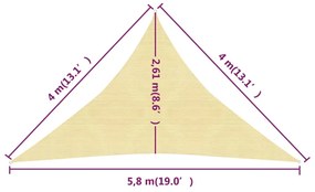 Para-sol estilo vela 160 g/m² 4x4x5,8 m PEAD bege