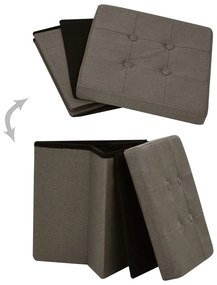 Bancos de arrumação dobráveis 2 pcs linho falso castanho