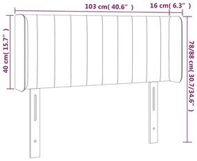 Cabeceira de cama c/ abas veludo 93x16x78/88 cm cinzento-claro