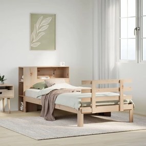 vidaXL Cama com estante sem colchão 100x200 cm pinho maciço