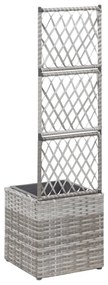 Floreira com treliça e 1 vaso 30x30x107 cm vime PE cinzento