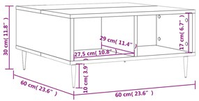 Mesa de centro 60x60x30 cm derivados madeira branco brilhante