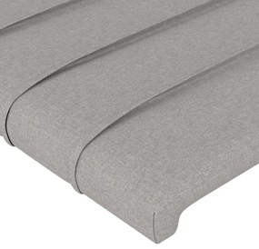 Cabeceira cama c/ luzes LED tecido 183x16x78/88 cm cinza-claro