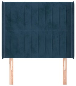 Cabeceira cama c/ abas veludo 103x16x118/128 cm azul-escuro