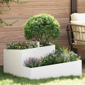 vidaXL Vaso de Jardim Branco 80 x 80 x 50 cm Aço laminado a frio