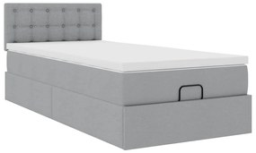 Cama otomana com colchão 100x200 cm tecido cinzento claro