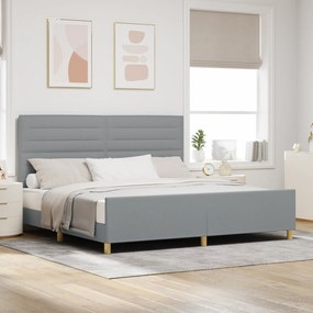 Estrutura de Cama vidaXL em Cinza Claro, 200x200 cm, Tecido
