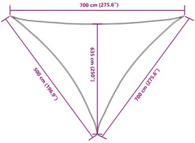 Para-sol estilo vela tecido oxford triangular 5x7x7 m castanho