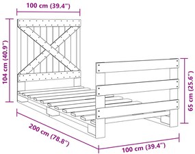 Estrutura de cama com cabeceira 100x200cm pinho maciço