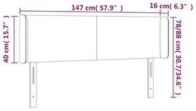 Cabeceira de cama c/ abas tecido 147x16x78/88cm cinzento-escuro