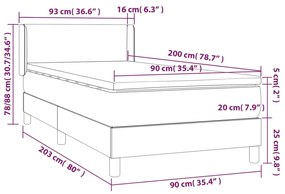 Cama com molas/colchão 90x200 cm couro artificial branco