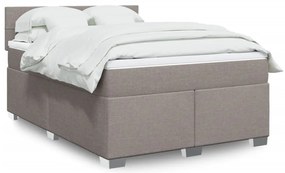 vidaXL Cama com molas/colchão 140x200 cm tecido castanho-acinzentado