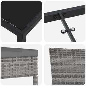 Conjunto de Jantar para Jardim - 3 Peças em Rattan Sintético Cinza