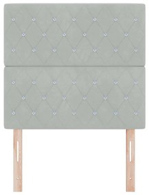 Cabeceira com Botões de Cristal, Cinza Claro, 100 cm de Veludo