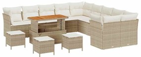 Conjunto de Sofá de Jardim com 14 Peças e Almofadas de Rattan Poliéste