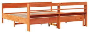 Cama sem colchão 200x200 cm pinho maciço castanho-mel