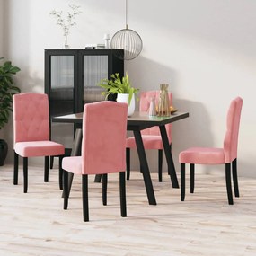 vidaXL Cadeiras de jantar 4 pcs veludo rosa