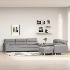 vidaXL 3 pcs conjunto de sofás c/ almofadões tecido cinza-claro