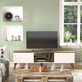 Móvel TV Egg – Branco Nogueira – 180 cm x 53 cm x 35 cm
