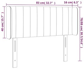 Cabeceira cama c/ luzes LED veludo 83x16x78/88cm cinza-escuro