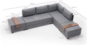 Sofá-Cama de Canto Fly – Cinza – 210x70x280 cm