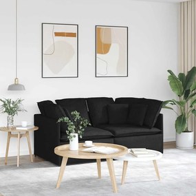 vidaXL Sofá modular com almofadas tecido preto