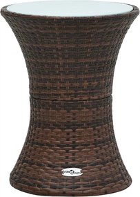 vidaXL Mesa de apoio jardim em forma de djembé vime PE castanho