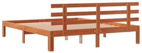 Cama sem colchão 160x200 cm madeira pinho maciço castanho-mel