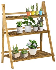 Suporte para Plantas de Madeira com 3 Níveis Dobrável Suporte para Vasos de Plantas para Interior e Exterior 80x37x93 cm Madeira