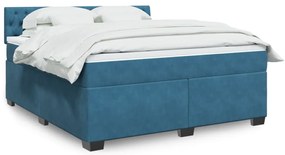 vidaXL Cama com molas/colchão 180x200 cm veludo azul