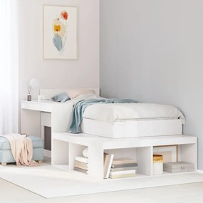 vidaXL Cama sem colchão 90x200 cm madeira de pinho maciça branco