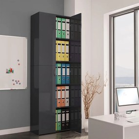 vidaXL Armário escritório 60x32x190cm contraplacado cinzento brilhante