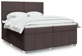 vidaXL Cama com molas/colchão 200x200 cm tecido castanho-escuro