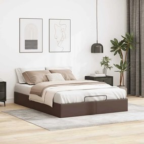 Estrutura de cama otomana sem colchão 140x200 cm castanho