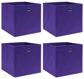 Caixas de arrumação 4 pcs 32x32x32 cm tecido roxo