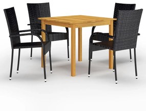 vidaXL 5 pcs conjunto de jantar para jardim preto