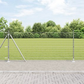 vidaXL Cerca Euro com 7 Posts Flangeados 1x10 m Aço Galvanizado