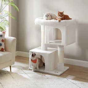 Arranhador gatos XL 68 x 48 x 101 cm com plataforma grande branco creme