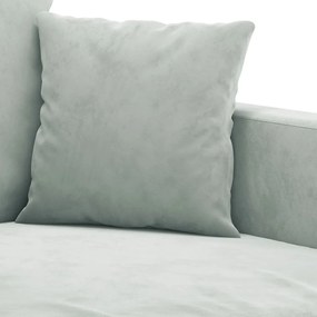 4 pcs conjunto de sofás com almofadões veludo cinzento-claro
